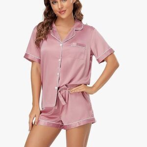 BRAND NEW Silky Pajama Set - Bridal Rose - Button Down - 2XL - NWT Shorts Set